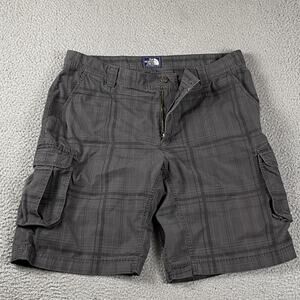 The North Face Cargo Shorts Men's 40 Gray Plaid Outdoors Utility Ripstop